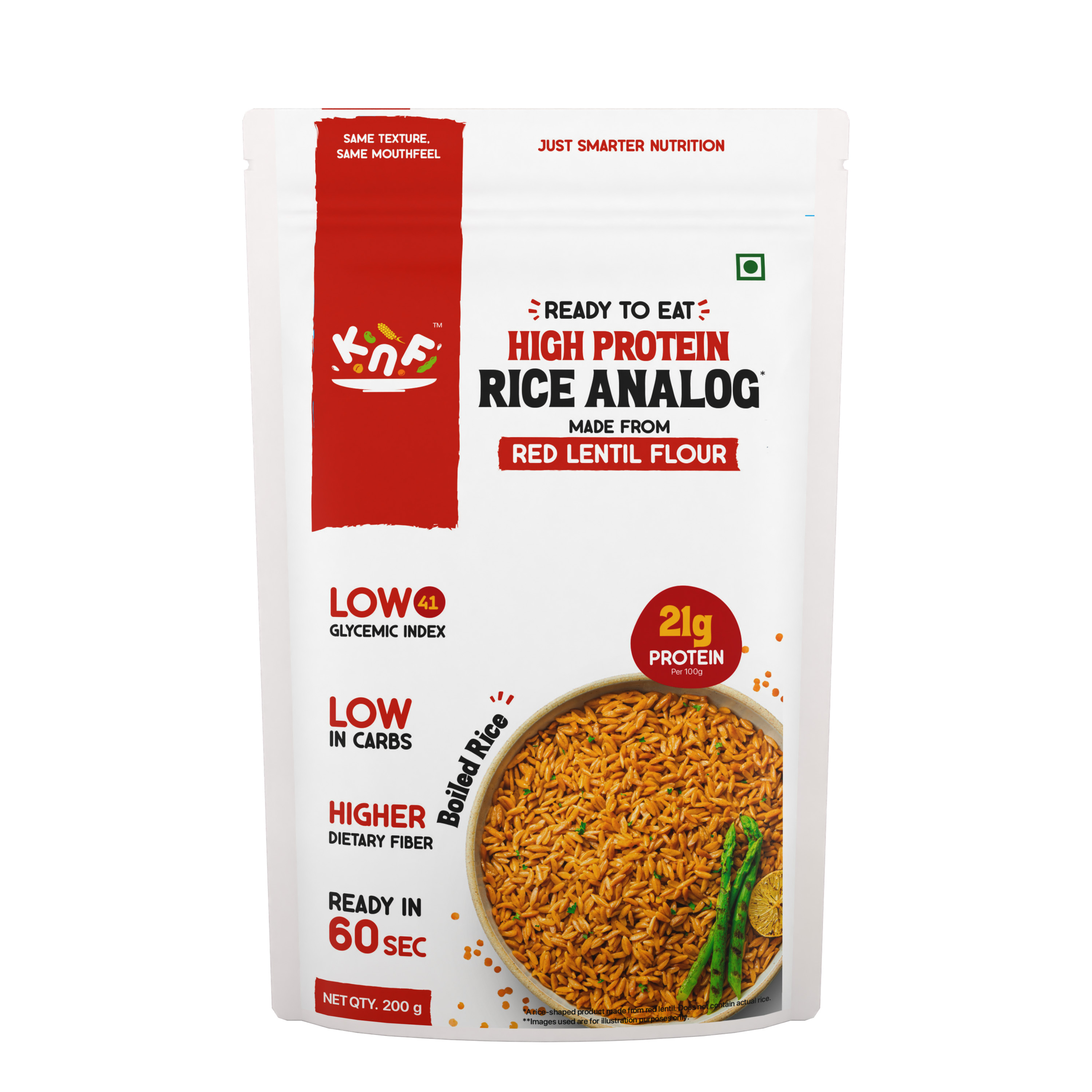 Kayaar Nutri Blends Red Lentil Rice | High Protein 24g, Low Glycemic, High Fiber | Vegan, Ready in 30 Seconds - 200g
