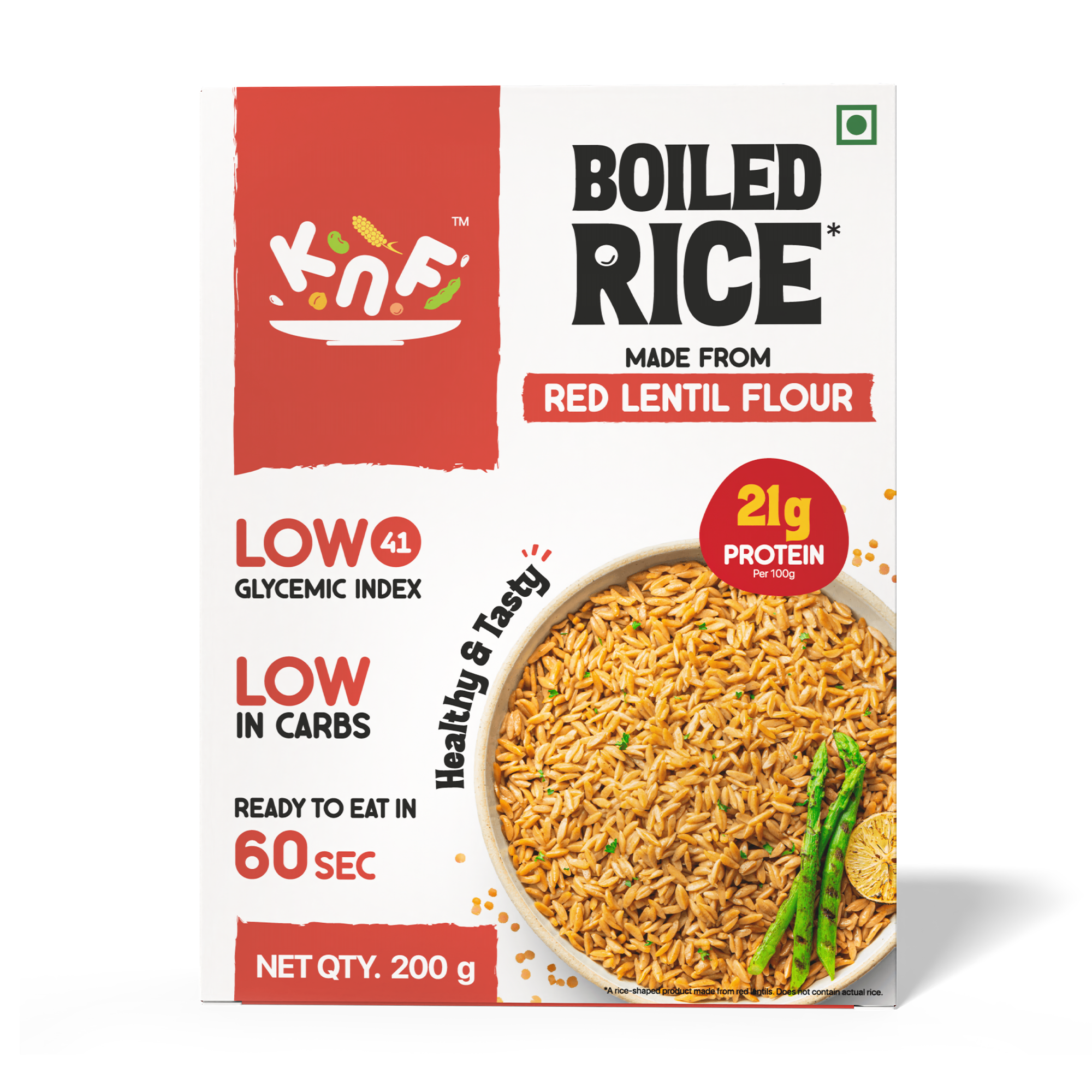 Kayaar Nutri Blends Red Lentil Rice | High Protein 24g, Low Glycemic, High Fiber | Vegan, Ready in 30 Seconds - 200g