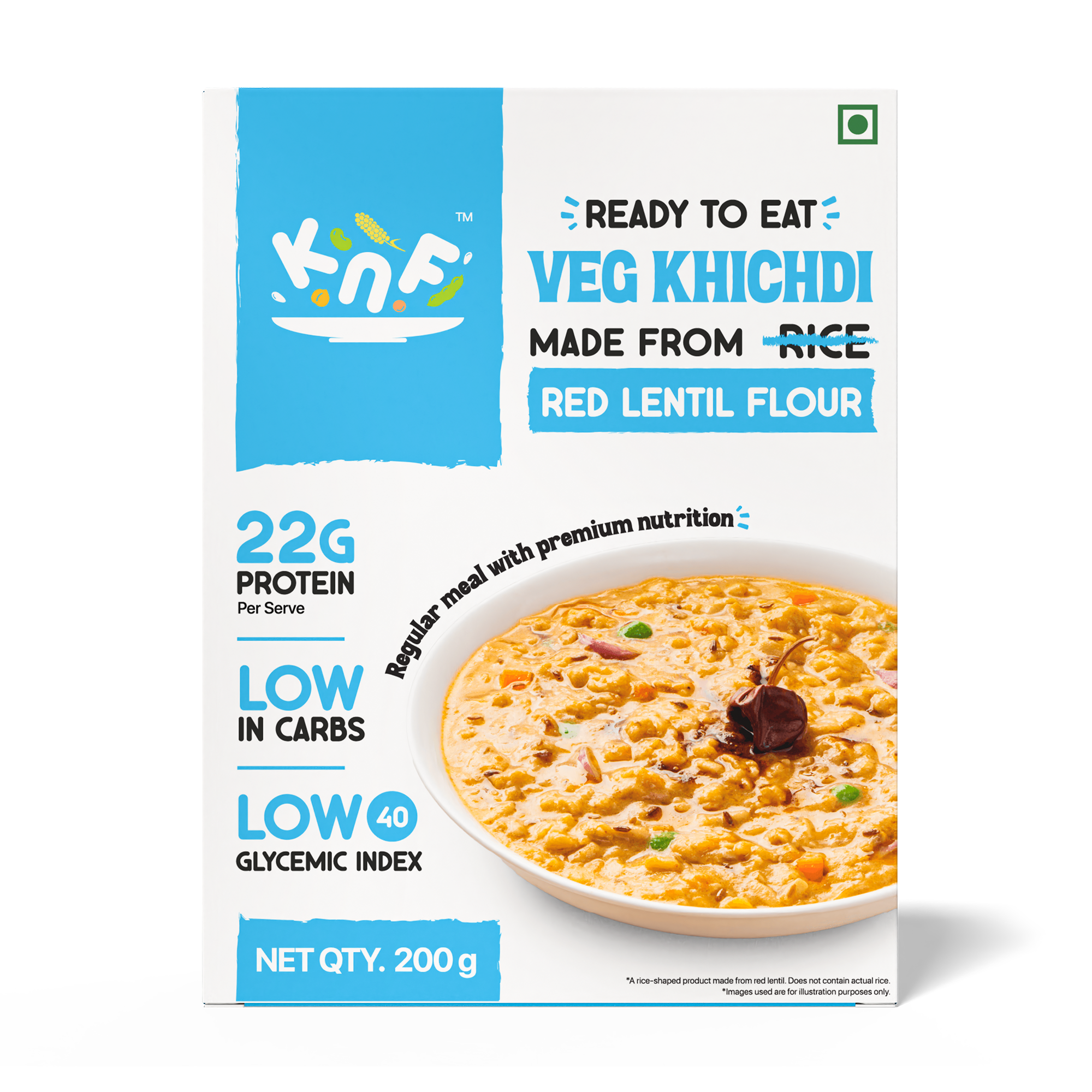 KNF Ready To Eat Veg Khichdi | High Protein | Low GI | Red Lentil Based with Dietary Fiber | 25g Protein| 200g