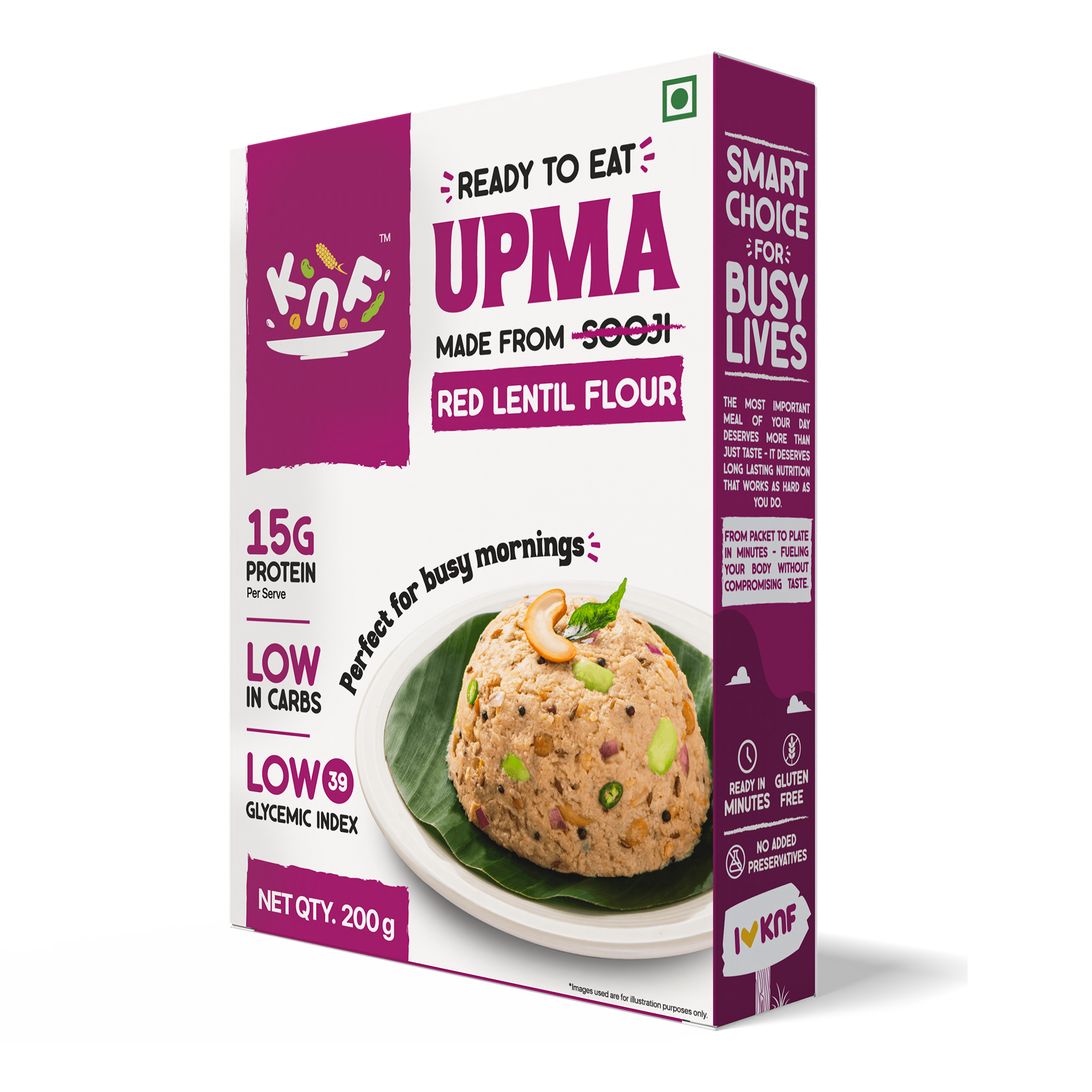 KNF Ready To Eat Upma | High Protein | Low GI | Chickpea based with Dietary Fiber | No Sooji | 200g