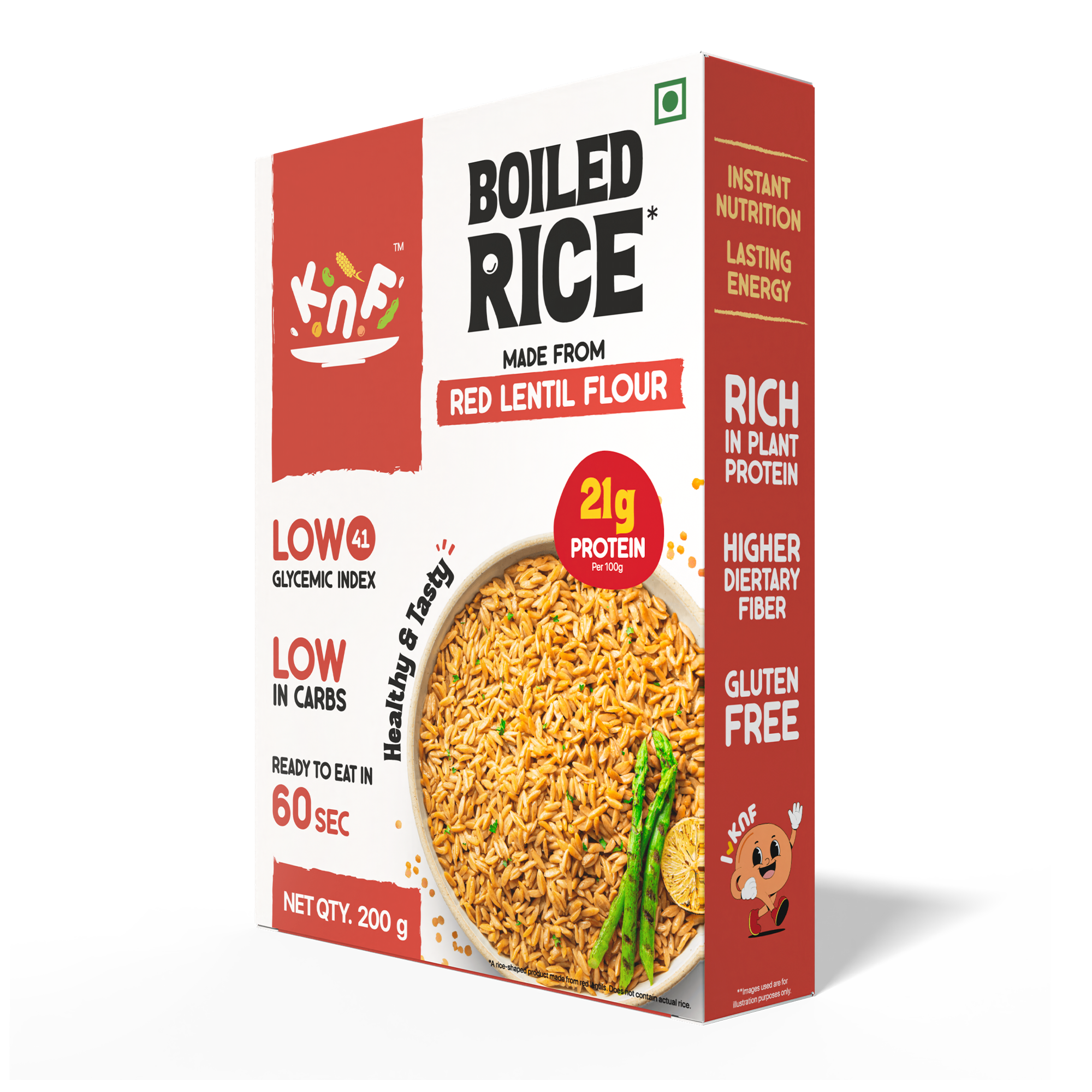 Kayaar Nutri Blends Red Lentil Rice | High Protein 24g, Low Glycemic, High Fiber | Vegan, Ready in 30 Seconds - 200g